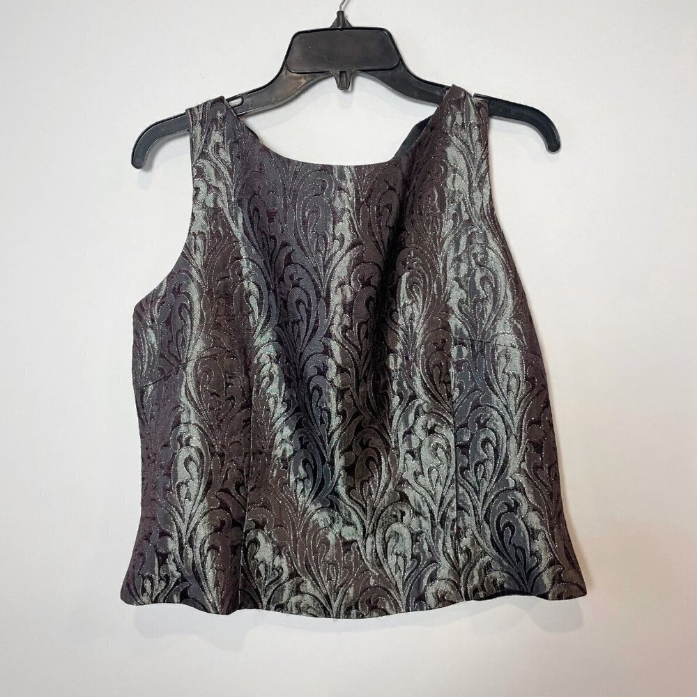 Ronni Nicole Womens Vintage Sleeveless‎ Formal Blouse Top Black XL Back Zip